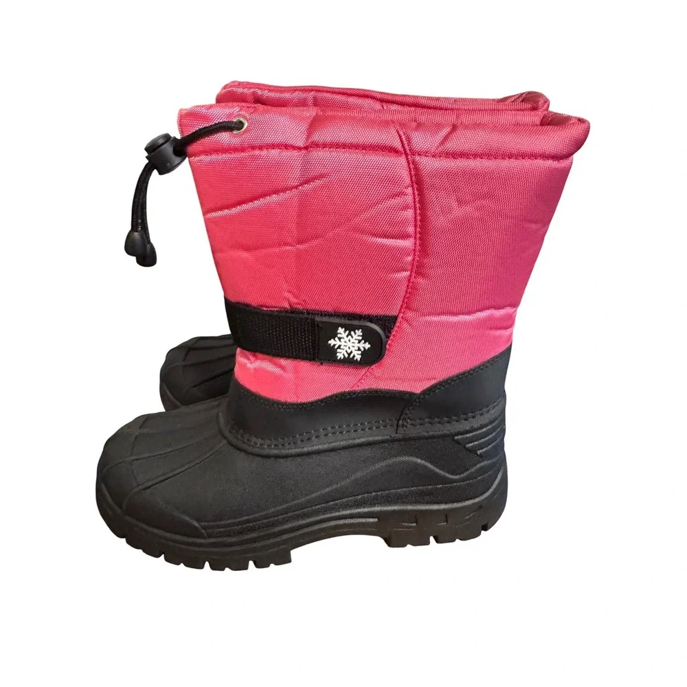 Koppell Kids Pink Black Snow Boots Waterproof‎ Winter Warm Size 6